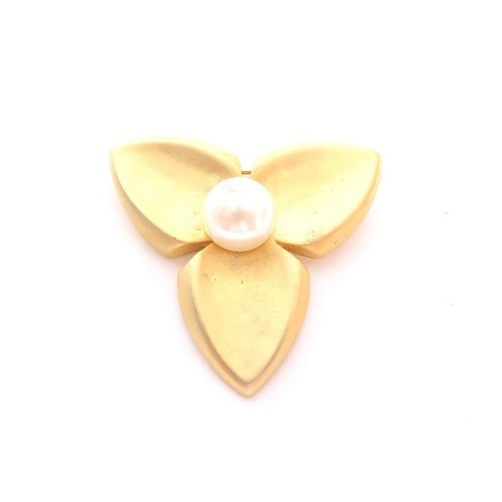Designer‎ Signed E. Pearl Erwin Gold Plated Flower Brooch Pin